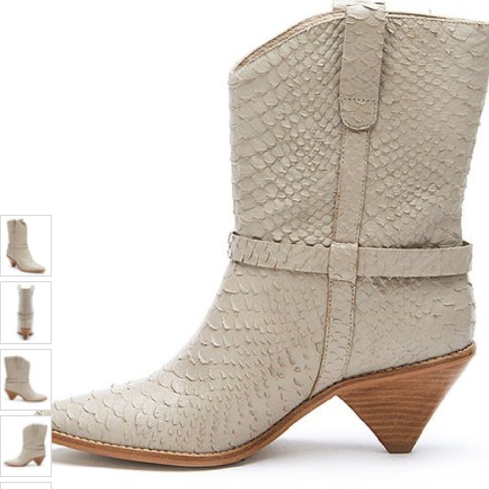 MATISSE Ivory Croc-Embossed Fair Lady Leather Cowboy Boot - BRAND NEW